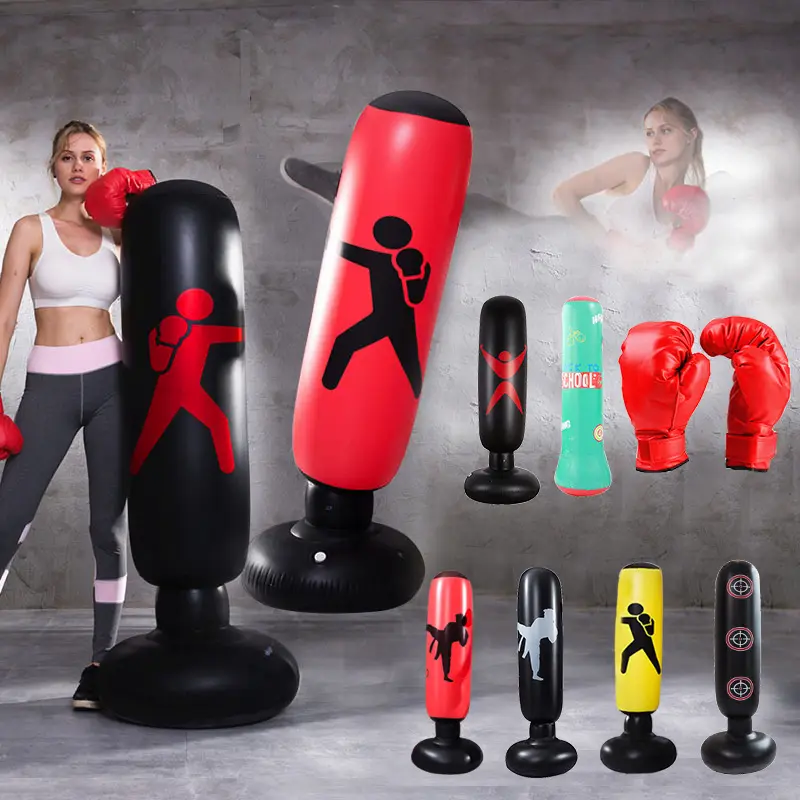 Inflatable bao cát trẻ em người lớn Inflatable tập thể dục đấm bốc cột Tumbler Vent đấm bốc bao cát Inflatable Tumbler