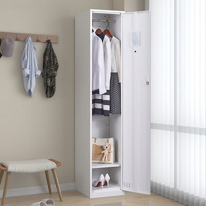 <span class=keywords><strong>Armoire</strong></span> moderne en acier <span class=keywords><strong>blanc</strong></span>, porte simple, haute et étroite, <span class=keywords><strong>casier</strong></span> métallique de rangement avec serrure et ventilation, pour chambre à coucher - Product Image 2