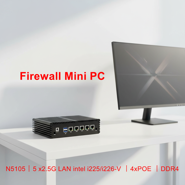 New Mini Tree G47-N5105 Quad Core 5*i225 Lan DDR4 Industrial Embedded Server PC Onboard CE Leron N5105 SSD/HDD Storage
