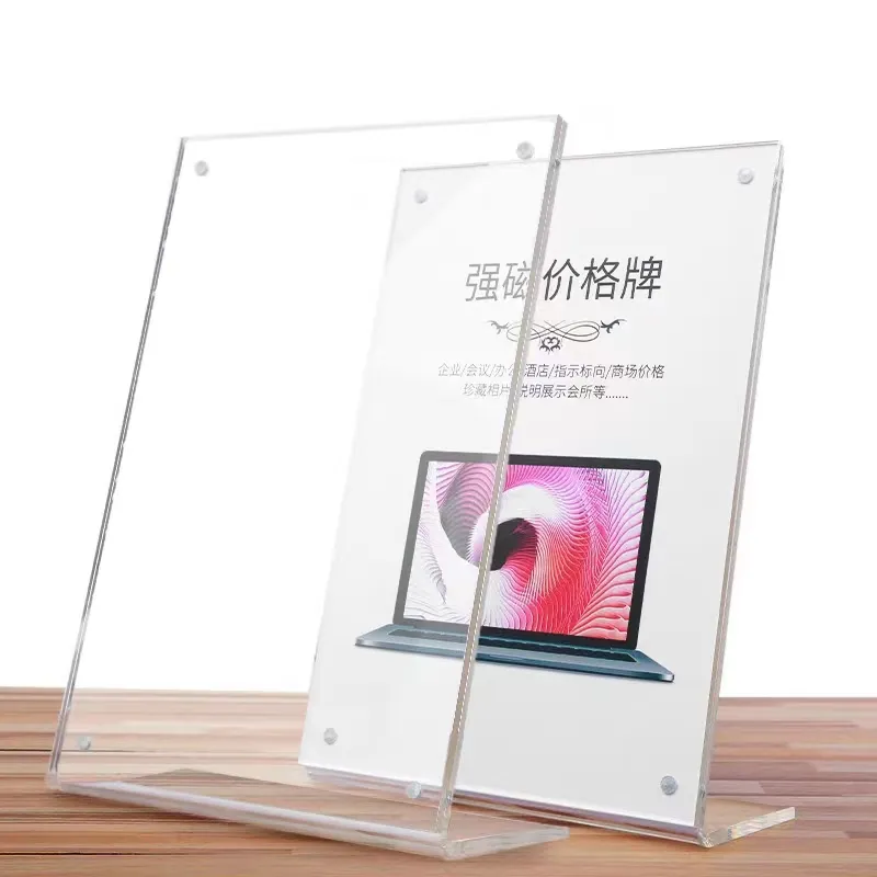 Tischplatte Menü A4 A5 A6/individuelle Größe L-Form transparenter Display-Ständer schräg Kunststoff PS Acryl Schildhalter