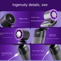 Ventilateur portable pliable à suspendre au cou, refroidissement glacé, batterie 4000 mAh, affichage numérique haute vitesse, nouvelle génération AFY.