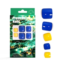 Vente en Gros de Faux Ongles en Plastique Abs sur le Thème Bleu, Pointes d'Ongles d'Été, Nail Art de Pied de Couleur Unie Jaune, Ongles Artificiels pour les Orteils