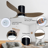 Nouveau produit, ventilateur de plafond lumineux à LED à télécommande, faible bruit, 3 pales, 38 pouces, 46 pouces, 52 pouces, pour la maison