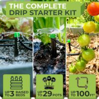 Kit d'irrigation goutte à goutte pour jardin avec émetteurs de pulvérisation réglables, tuyau d'irrigation 5/16" 1/4" pour bacs surélevés, pelouses et pots