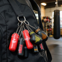 Porte-clés en cuir PU pour événements et souvenirs, avec logo personnalisé imprimé en usine, mini sac de frappe 3D et gants de boxe, idéal pour la gym et le sport