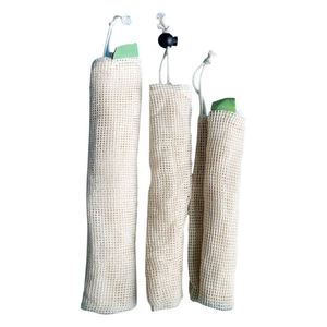 Sacs réutilisables pour produits frais, sacs en coton lavables pour les courses, organisateur de fruits et légumes, sac en coton maillé - Product Image 4