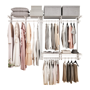 Wall-Mounted Metal 5-Layer Closet Organizer <strong>Adjustable</strong> <strong>Shelving</strong> Wardrobe White Black Finish 75kg/m Load Capacity for Bedroom - Product Image 1