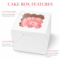 Boîte à gâteau blanche de luxe avec fenêtre transparente festonnée, boîte d'emballage pour pâtisserie, tartes, muffins, cupcakes en carton alimentaire, logo personnalisé