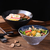 Vente en gros de bols à ramen en céramique de forme ronde, 7/8/9 pouces, bol à salade en porcelaine pour restaurant