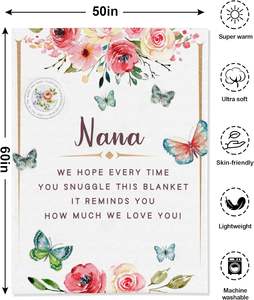 ผ้าห่มถักนานา290กรัมพิมพ์ลายของขวัญวันเกิดผ้าห่มฤดูหนาวที่อบอุ่นขนาด100*150ซม. สำหรับเตียงคู่โซฟาเดินทาง - Product Image 3