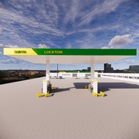 Structure en acier robuste pour station-service, charpente en poutres H soudées, certifiée CE pour station-service