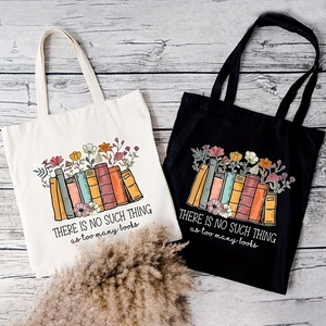 Borsa a Tracolla per Amanti dei Libri, Borsa Tote con Stampa Floreale 'Non Esiste un Numero di Libri Troppo Grande', Regalo per Amanti della Lettura - Product Image 1