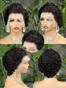 Venta al por mayor de cabello humano Remy virgen brasileño Tiwa Chioma para corte Pixie Curl ondulado 13x4 completo para peluca Frontal de encaje 6 pulgadas - Product Image 2