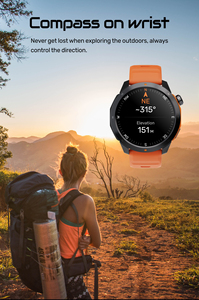 Montre connectée sportive MG03 GPS avec écran AMOLED de 1,43 pouce, étanche 3ATM, boussole, Reloj <span class=keywords><strong>Smartwatch</strong></span>, tracker d'activité physique, bracelet en silicone - Product Image 4