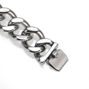 カスタムメイド、色褪せないシルバーメタルカラーメッキ、パンクスタイルステンレススチール、光沢のあるキューバンチェーン、ライオンヘッドバックル付きメンズブレスレット - Product Image 5