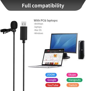 Cho podcasting USB Lavalier <span class=keywords><strong>Microphone</strong></span> video ghi âm cho máy tính xách tay, cắm và chơi Clip-on USB <span class=keywords><strong>Microphone</strong></span> - Product Image 4