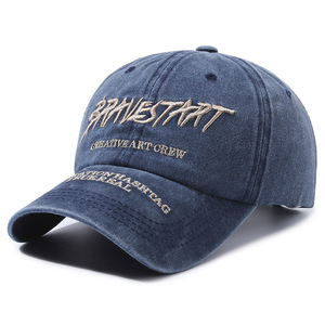 Washed Denim <b>Baseball</b> <b>Cap</b> Unisex Cotton Sun Protection Outdoor Duckbill Hat <b>Navy</b> Blue - Product Image 4