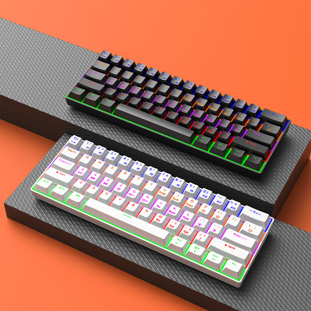 New Custom 61-Key RGB Mini Mute Type-C Portable Wireless Wired 3 Modes Membrane Keyboard for PC Laptop/Desktop Plug&Play LOGO