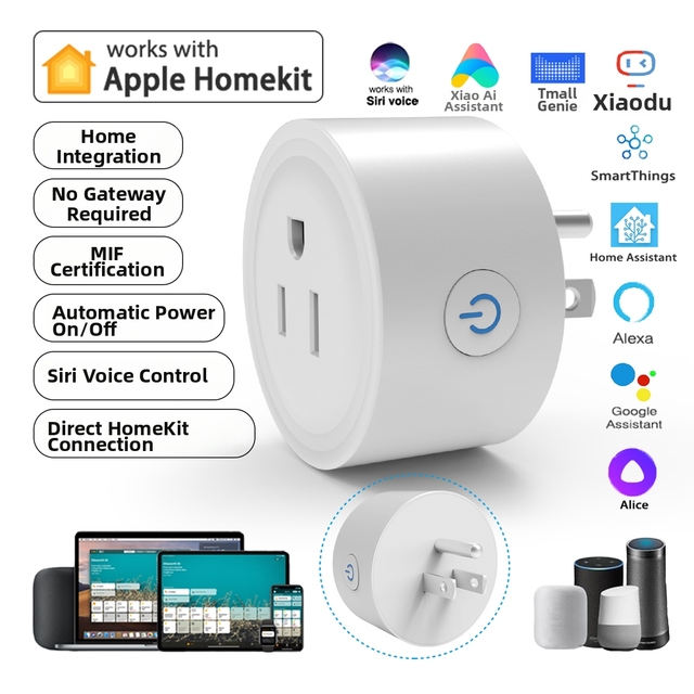 Finru-Tech HomeKit Smart Plug US Standard WiFi Outlet with Energy Monitoring for Siri Alexa Google Home