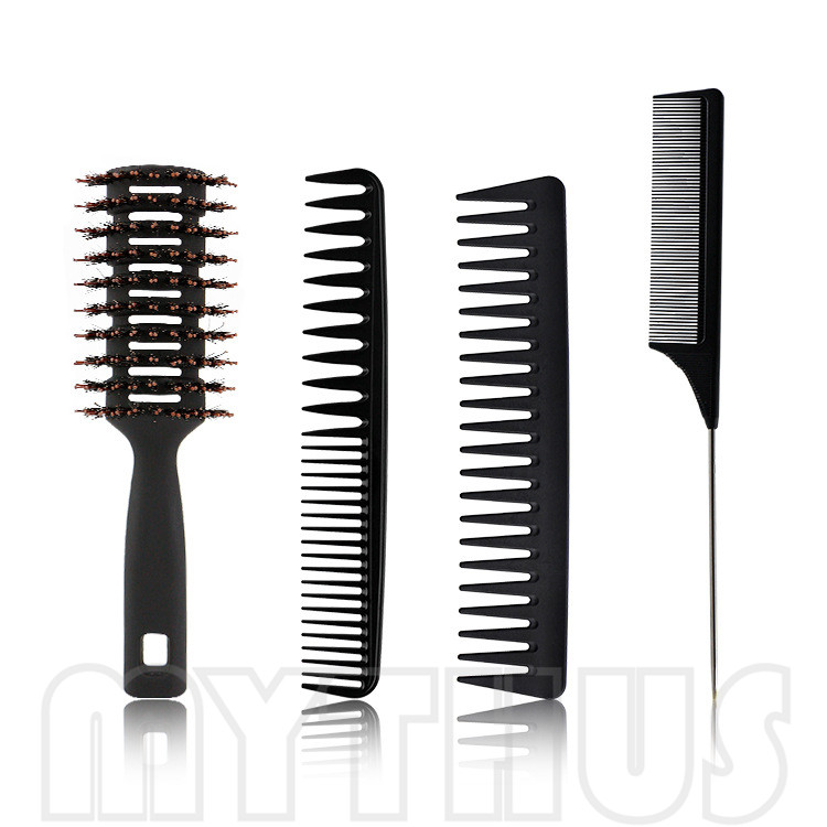 Noir 4Pcs Detangle Brosse Et Peigne Ensemble