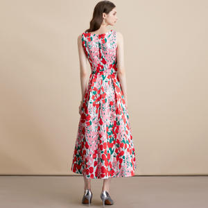 Chic Vestidos Para Mujer 2025 sans manches Sexy a-<span class=keywords><strong>ligne</strong></span> imprimer robe de soirée col rond longues robes d'été élégante fête femmes robes - Product Image 3