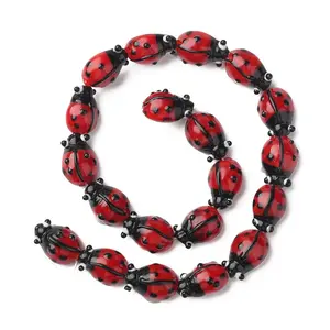 业余爱好者批发DIY红色瓢虫玻璃inc珠子用于手工项链手镯珠宝制作B0029