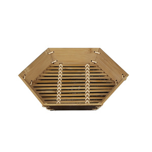 Bamboo Hexagonal <b>Tray</b> With High Rim Multifunctional Serving For Fruit Dessert And Steamed Buns Home Hotel Use - Product Image 4