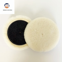 Produits d'entretien automobile : Tampon de polissage et de lustrage en laine 100 % pure, rond, personnalisable, de 3 et 5 pouces, pour carrosseries de voitures et polisseuses de sols