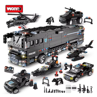 Juguetes WOMA C0547 Venta al Por Mayor Personalizable Coche de Policía SWAT de Ciudad 1 en 6 Set de Ladrillos de Construcción Modelo Avión Transformable