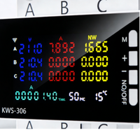 KWS-306L Pengukur Energi WIFI Meter Daya Rel DIN 1 Fasa 4 Kabel Tegangan AC 85-290V Voltmeter Ampere Watt Kwh Meter Layar Berwarna