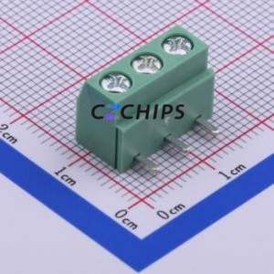 JL126R-50003G01 Screw Terminal Block Bent Lead Through Hole,P=5mm Connector 1x3P 5mm Green Right Angle Insert - Product Image 2