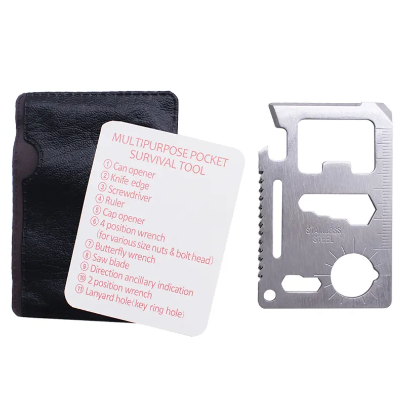 11 In 1 Colorful Camping Accessories Tool Kits Wallet Multi Credit Card Tool with Saw Blade