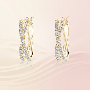 Pendientes de Aro de Diamantes Cultivados en Laboratorio con Diseño de Espiral Infinita de Lujo, con Doble Hilera de Pavé en Oro de 10K, 14K, 18K, Plata de Ley 925 y 935 - Product Image 1