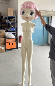 FRP Female Mannequins Adult Dolls Big Head Full Body Cute Cartoon <strong>Dummies</strong> Torso with <strong>Make</strong> <strong>up</strong> Face Stand <strong>for</strong> Clothes Display - Product Image 2