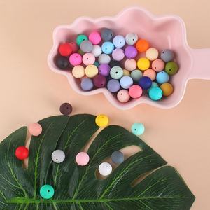 Am Azon vente chaude perles de silicone de qualité alimentaire anneau de dentition bébé perles de dentition 15mm rond bricolage sucette chaîne Bracelet jouet accessoires - Product Image 3