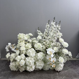 Rangée de fleurs artificielles lisses pour décoration de mariage, roses blanches, orchidées, hortensias, panneau de fleurs pour événements, décoration de table et de sol - Product Image 4