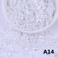 Perles semi-circulaires simulées AB perles ABS perles rondes en vrac pour la fabrication de bijoux à bricoler soi-même Bracelet Imitation perle de vêtement
