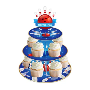 DT060 Bowling Party Cake Stand 3 Tier Cupcake Stand Holder pour les décorations de fête sportive