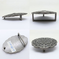 Boucle de ceinture ovale en alliage de zinc de 40 mm, motif gaufré argent antique, pour export en gros, pièces métalliques pour artisanat du cuir