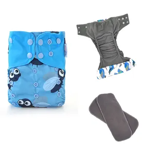 Blue Panda 4 Pack Baby Diaper New Print Reusable 1 Size Pocket Diaper Wholesaler Washable Hot Sale Pocket Diaper
