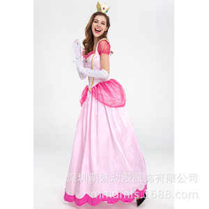 Costume de princesse rose pour femmes, robe de cosplay avec couronne et gants, tenue de fête sur scène - Product Image 4