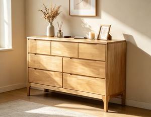 Modern Solid Wood <b>6</b>-<b>Drawer</b> Living Room Cabinet Scandinavian Style Storage Furniture for Home Use - Product Image 2