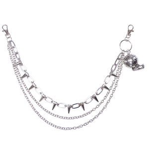 Chaîne de pantalon style européen et américain Yueli avec pendentif football et clous, chaîne de taille hip-hop en argent tibétain, mode décontractée - Product Image 5