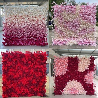 Mur de fleurs artificielles en rose rouge, pivoine et hortensia, rideau suspendu pour toile de fond de mariage, décoration de la Saint-Valentin
