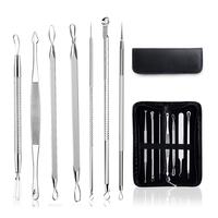 Kit d'extraction de points noirs et de points blancs en acier inoxydable, aspirateur manuel pour l'élimination de l'acné et le soin de la peau du visage