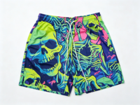 Celana Pendek Pantai Streetwear Ukuran Besar untuk Pria, Custom 3D Full Print, Bahan Polyester Bird Eye Mesh 140gsm, Breathable, Cepat Kering, Sublimasi