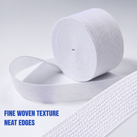 Lot de 3 rouleaux de bande élastique extensible en polyester, blanc, multi-largeurs, pour couture, vêtements et accessoires