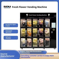 Distributeur automatique de fleurs SQU - Service 24h/24, entièrement automatique, multifonctionnel, capacité de 15 rangées, fleurs fraîches, écran tactile de 21,5 pouces