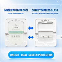 Kit de films tout-en-un pour iPhone Duo, EPU 0,1 mm ultra-fin auto-réparateur, design pliable anti-adhésif, verre renforcé AF