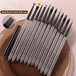Ensemble de pinceaux à ongles en acrylique de style japonais, assortiment de pinceaux pour nail art, pinceaux plats, ronds, pour gel, liner, manucure, salon de beauté - Product Image 2